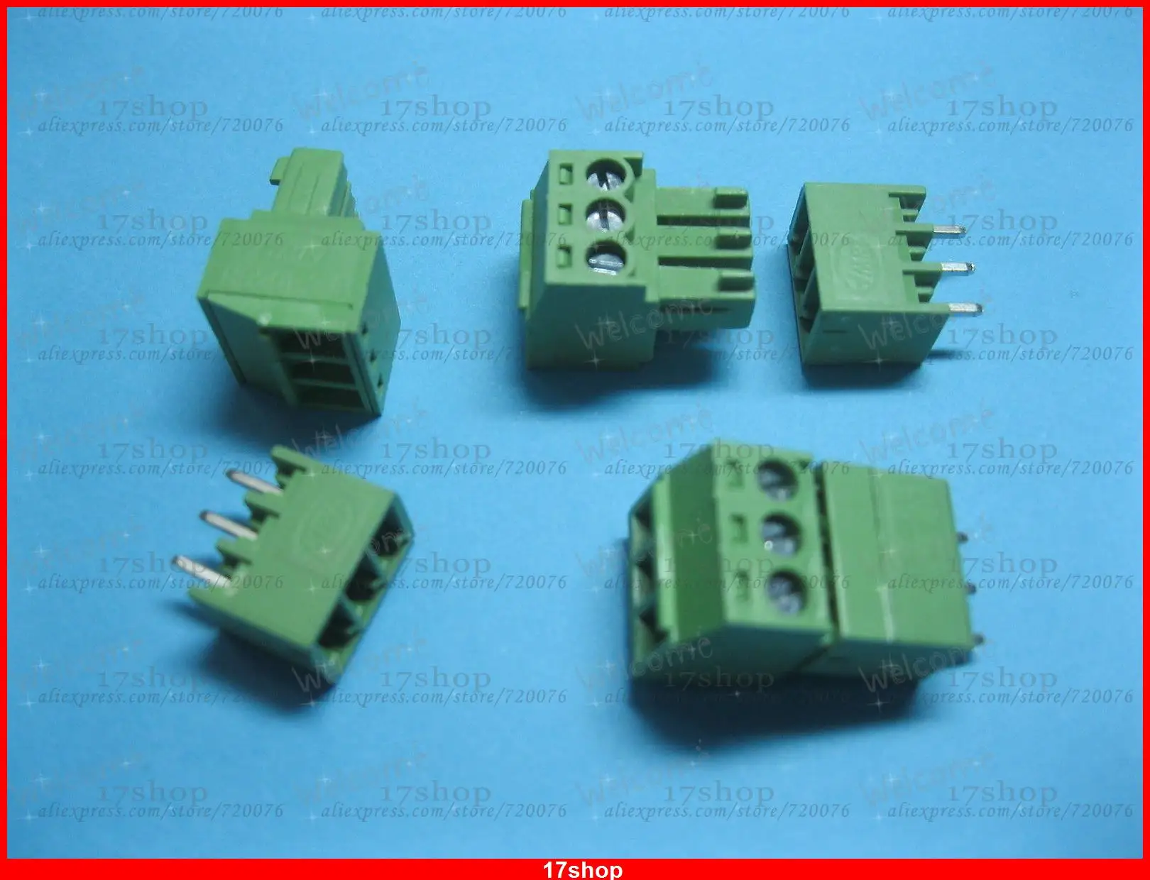 

200 pcs Pitch 3.5mm 3way/pin Screw Terminal Block Connector Green Pluggable Type