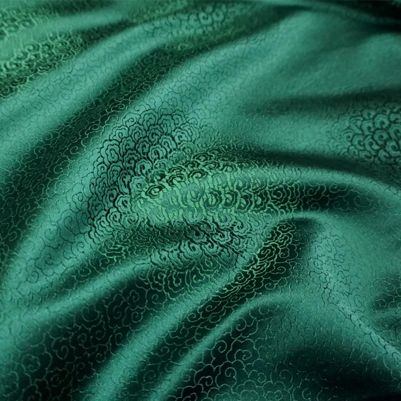 New dark green clouds style damask silk satin brocade jacquard fabric costume upholstery furniture curtain clothing material