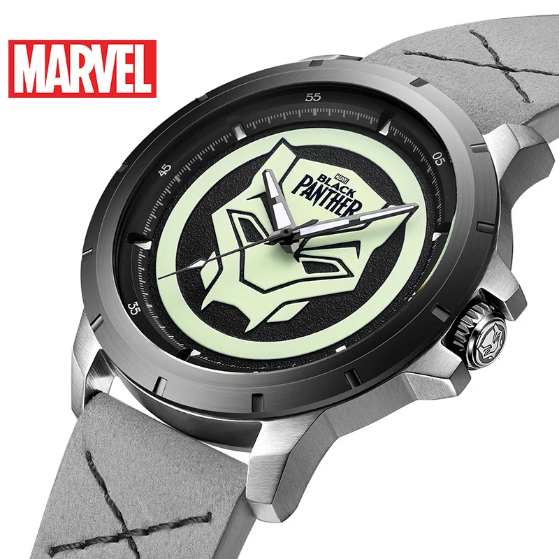 

official Genuine Marvel BLACK PANTHER men quartz Watches 50m waterproof stainless steel leather Limited Version M-9036