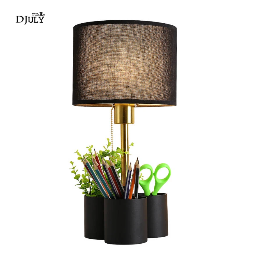 

art deco storage box fabric led table lamp for study office living room cafe home deco bedroom lamp creative colorful desk light