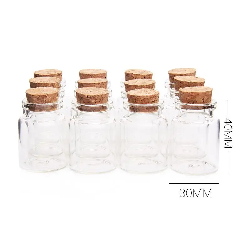 

200pcs Diameter 30MM 15ML Clear Wishing Glass Bottle with Cork glass vials display Containers