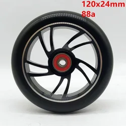 2PCS 120mm Freestyle Stunt Scooter Wheels 88A With High elastic PU Aluminum Alloy Hub ABEC-9 22*8*7mm Bearings