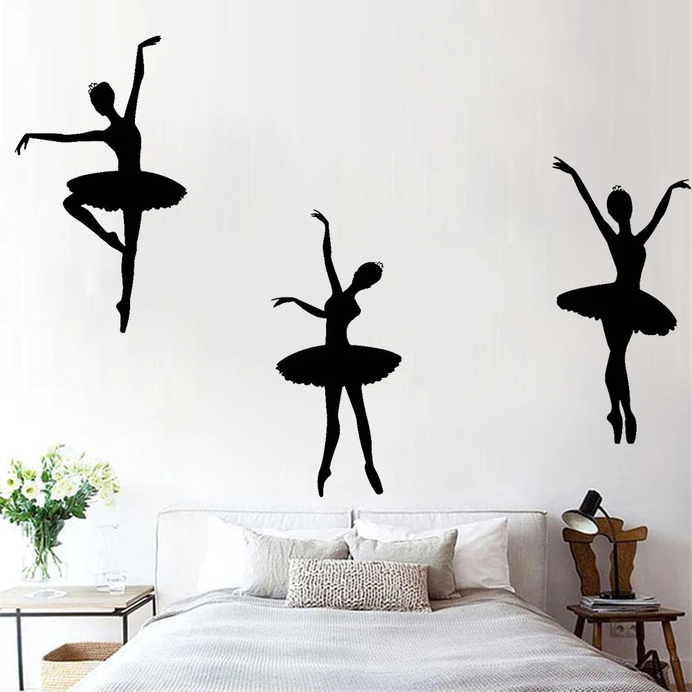 3PCS Ballerina ballerini ragazze Silhouette vinile adesivo Dance Room Decor adesivi per ragazze camera da letto decorazione D635