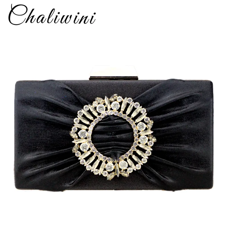 Chaliwini new style Small square bags women's purse with blue Gem stone and diamond pattern evening women shoulder clutch bag