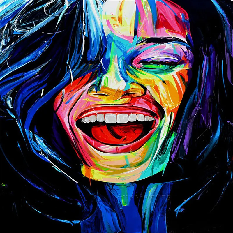 

Francoise Nielly face Palette knife acrylic portrait oil canvas painting wall art living texture living room home decor