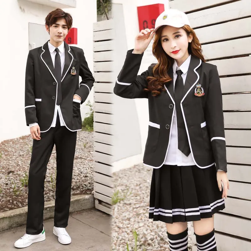 Japan Korea Jk Uniformen Hohe Schule Jungen Mädchen Studenten Lange ärmeln Schule Uniformen Männlich-weibliche Junior Studenten Blazer Anzug set