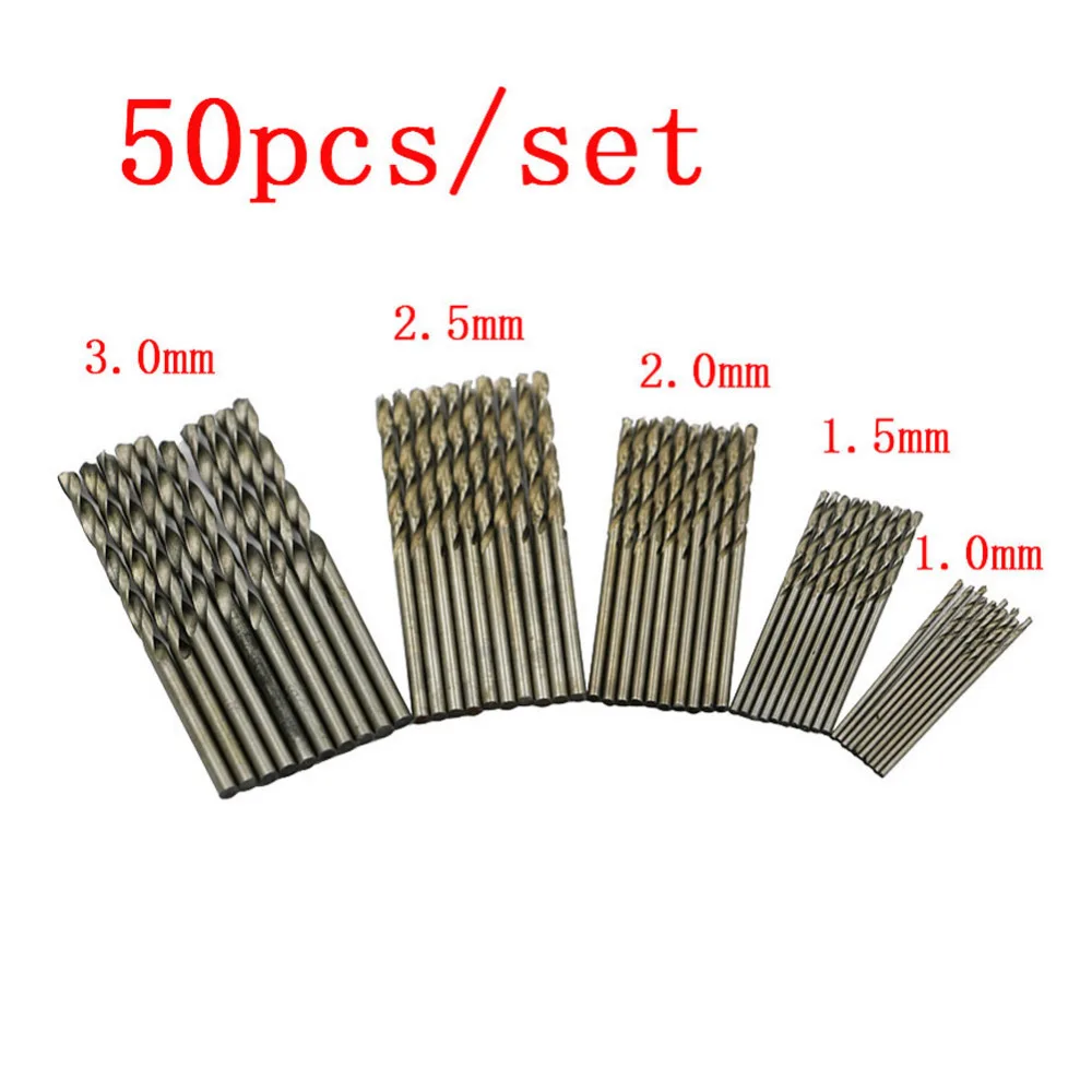 50PCS Metric Mini Micro High Speed Stahl Runde Schaft Manuelle Bohrer Set Kleine Präzision HSS Twist Power Tools bohrer Set