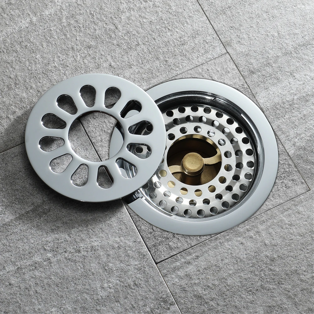 HIDEEP round Floor drain with washing machine connector brass drain 100 in diameter