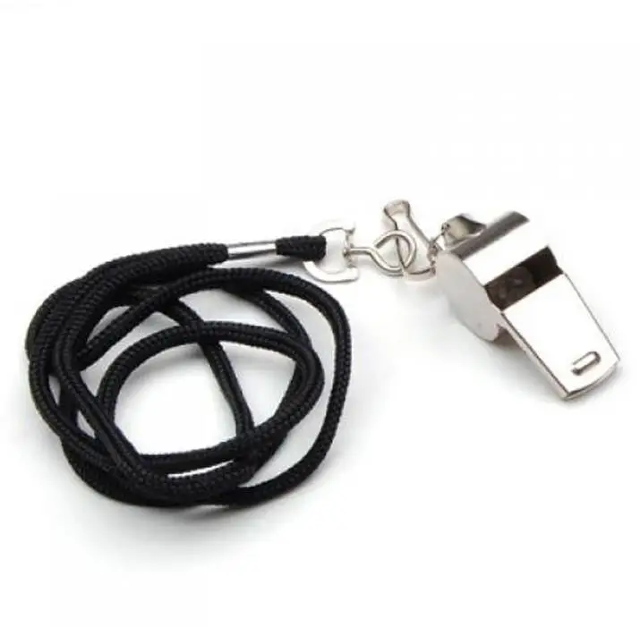 100PCS Stainless steel metal sports whistle , Metal Referee Whistle and Lanyard Football Soccer ni368