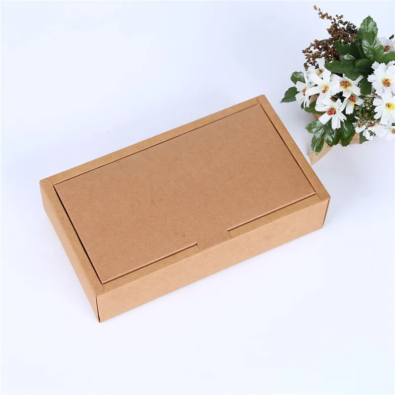 100Pcs/lot Large Kraft Paper Gift Paper Box Retail Packaging Craft Paper Box Kraft Paper Gift Tea Box 25*14*6cm