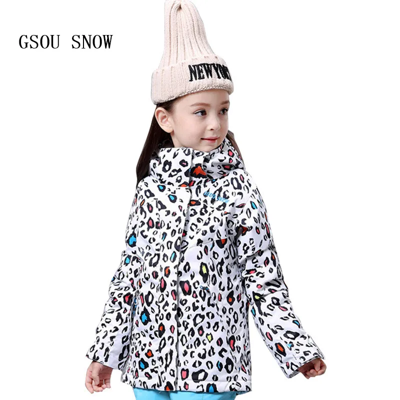 

GSOU SNOW Children Hoodie Ski suit Winter Warmth Snow Coats Windproof Waterproof keep warm Outdoor Girls Snowboard Ski jackets