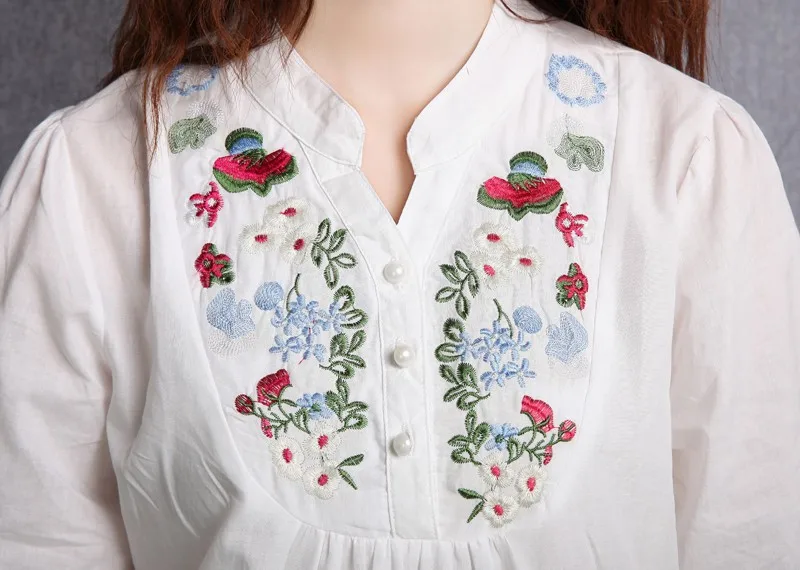 Summer Vintage 70s Peasant Mexican Ethnic Floral Embroidered Short Sleeve Boho Hippie Dress Clothing Vestidos 3 colors