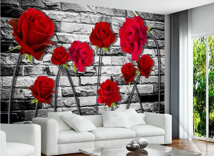 

3D Flower Rose Romantic Wallpaper Murals for Living Room TV Background papers Home Decor Mural Floral Paper Roll