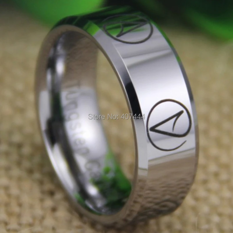 Free Shipping USA UK Canada Russia Brazil Hot Sales 8MM Silver Beveled Multiple Atheist Design New Men's Tungsten Wedding Ring