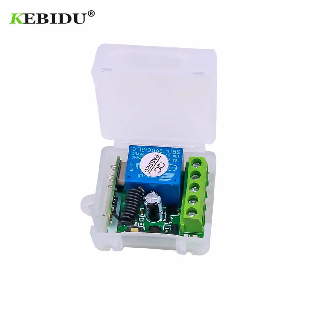 KEBIDU 433 Mhz Wireless Remote Control Switch DC 12V 1CH relay 433Mhz Receiver Module For learning code Transmitter Remote