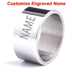 Custom Engraved Name rings for men laser letter rings Smooth surface Stainless Steel women ring jewelry wholesale lots