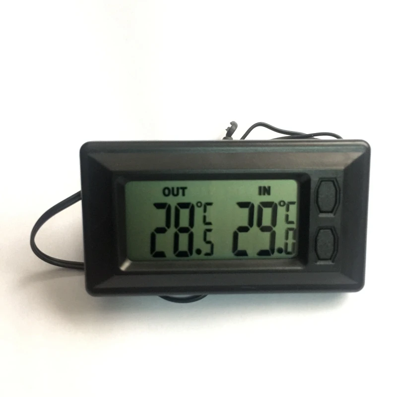 Mini termometro digitale per auto Celsius Fahrenheit 1.5M sensore esterno In/Out Tester elettronico di temperatura per auto Max Min Record