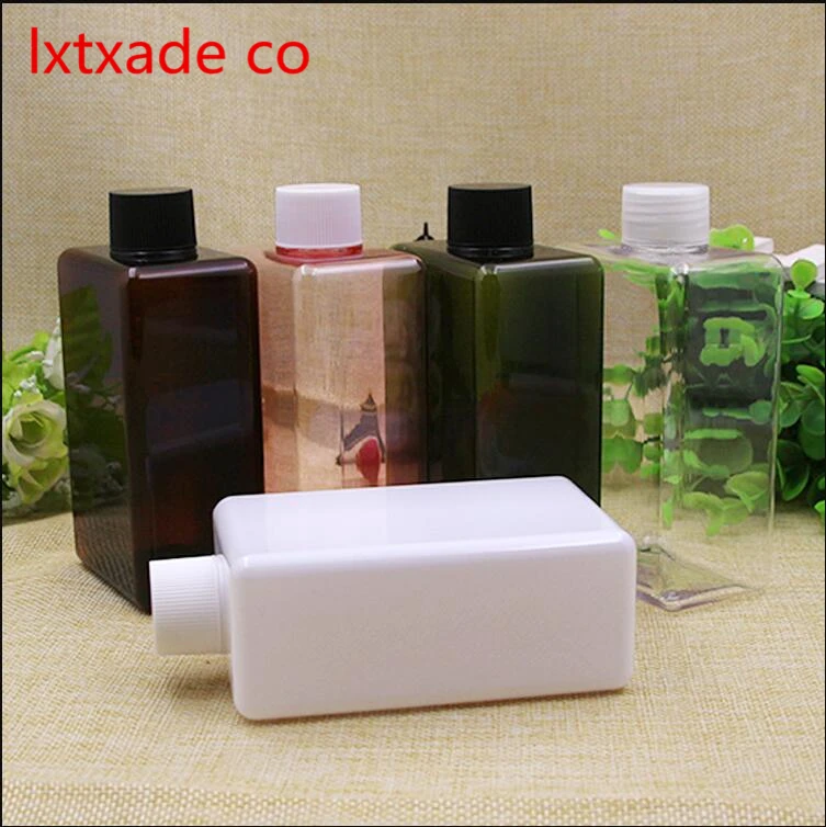 

Free Shipping 300ml Empty Plastic Square Packaging Bottle Screw cap Refillable Big Cosmetic Containers Retail Wholesale
