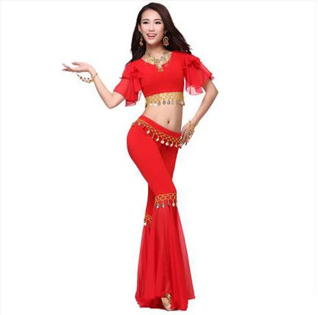 New crystal cotton and chiffon belly dance suit top speaker trousers women belly dance set colors sexy dance sets