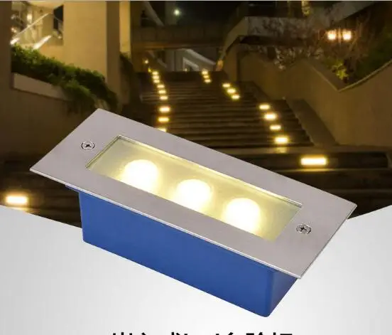 LED stair light 3W  recessed buried floor lamp outdoor Landscape embedded spotlight aisle stair step wall light AC110 220V DC12v