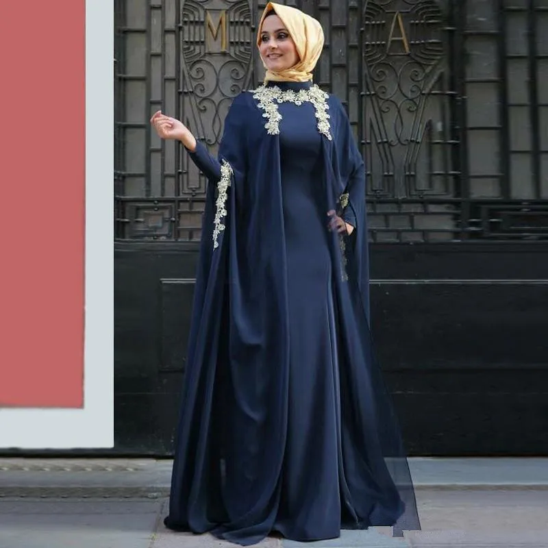 

Saudi Arabia Long Sleeves Evening Dresses 2021 Dubai Kaftan Lace Appliques Beautiful Elegant Party Long Muslim Formal Gowns