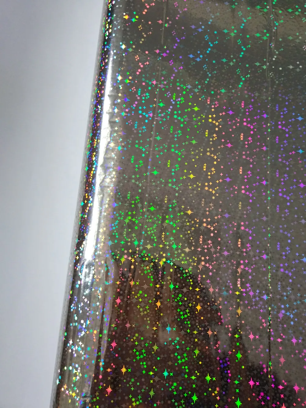 Holographic foil stamping foil silver sparkles star pattern hot press on paper or plastic 21cm x120m heat stamping film