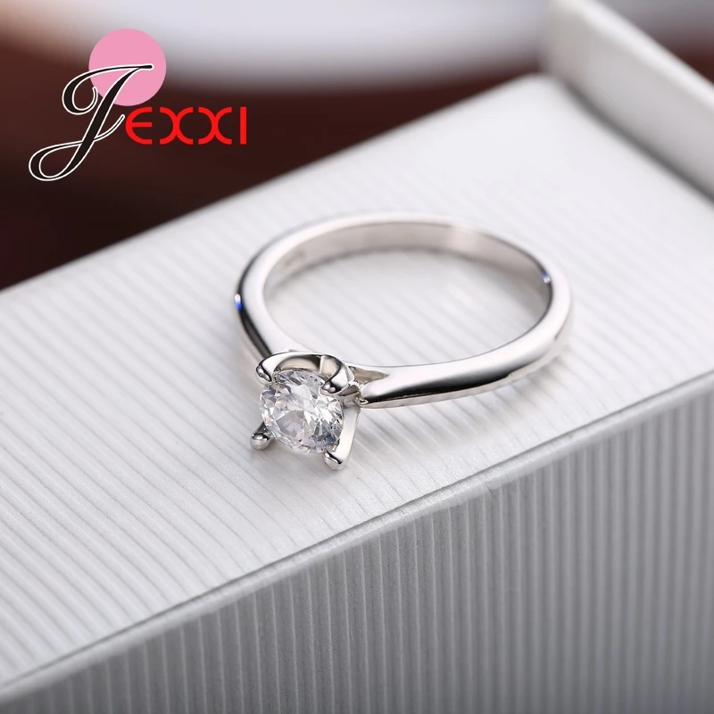 CharmingJewelry Fashion 925 Sterling Silver Rings Woman Lady CZ Crystal Lady Finger Ring