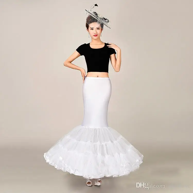 ขายส่ง Mermaid Crinoline Petticoat ฟรีขนาดเจ้าสาวสีขาวลื่น Scalable Ruffle งานแต่งงานอุปกรณ์เสริมสต็อก