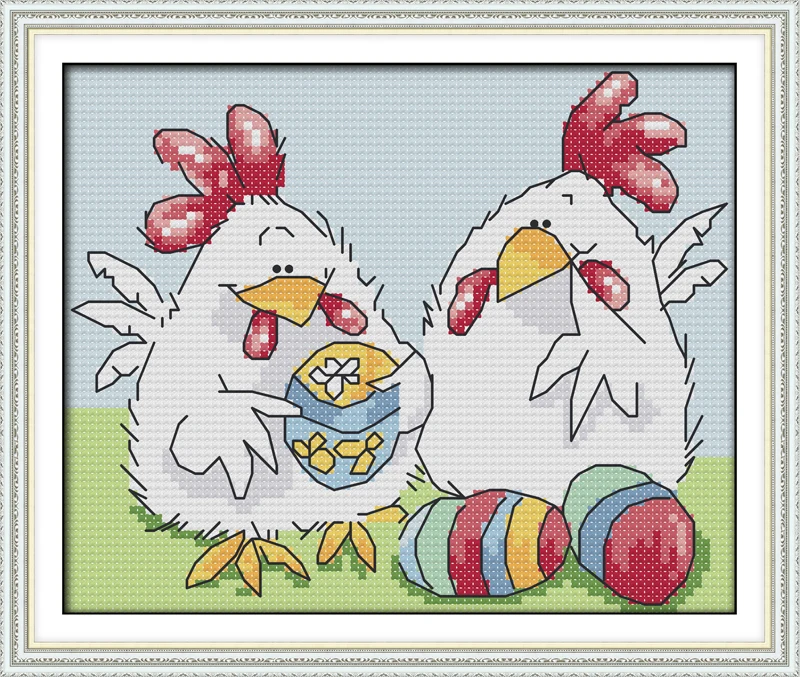 Freude Sonntag Hand DIY Kreuz stich Sets Für Stickerei kits Ostern ei huhn muster home decor Gezählt Kreuz-Stitching