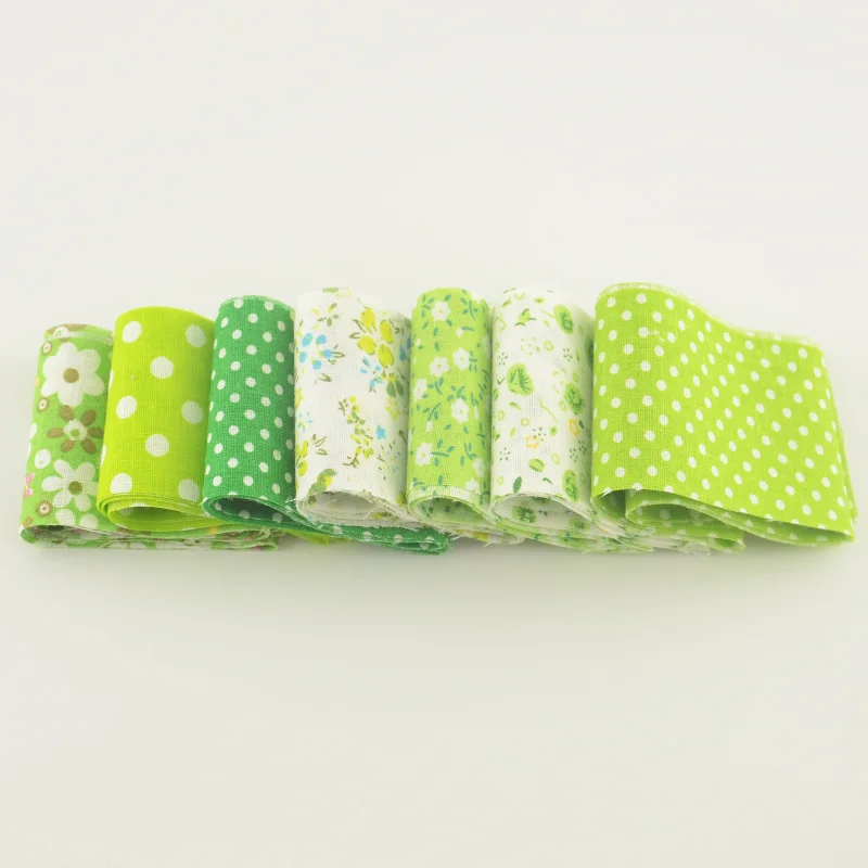 Booksew 5cmx100cm Jelly Roll Fabric Strips Patchwork 7pcs/lot 100% Cotton Green Sets DIY Quilting Fabric Bundle Tildas Textile