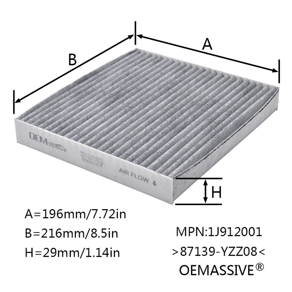 Car Pollen Cabin Air Conditioning Filter Activated Carbon 87139-YZZ08 72880-AJ0009P For Subaru Legacy Outback BM BR 2009 2010