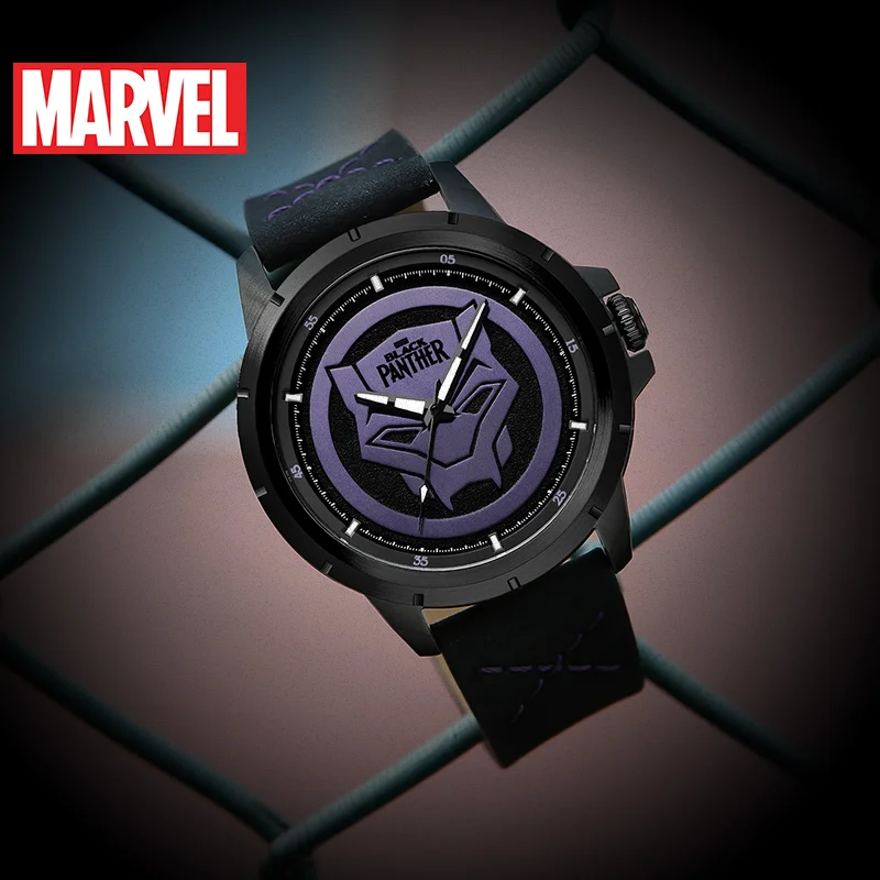 official Genuine Marvel BLACK PANTHER men quartz Watches 50m waterproof stainless steel leather Limited Version M-9036