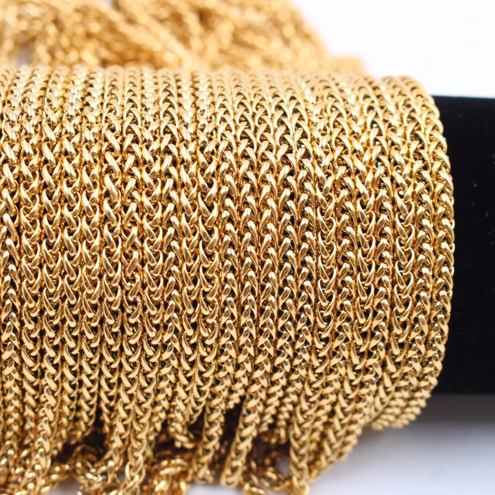 Лот: 2 метра, цепочка из нержавеющей стали 3 мм с пшеничной оплеткой, сделай сам, цепочки для поиска ювелирных изделий