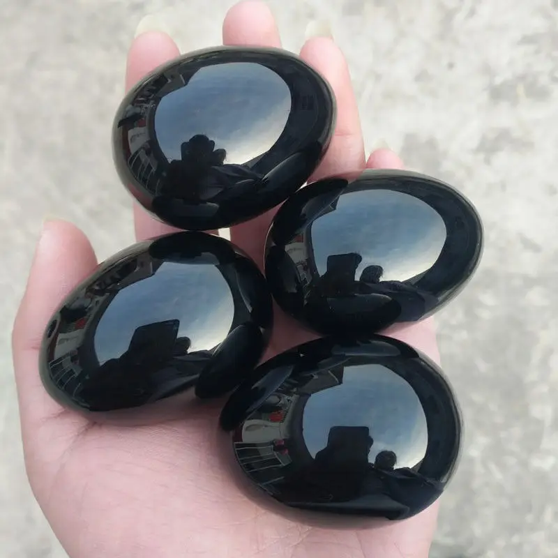 1pcs Natural Black Obsidian Crystal Egg Ball Magic Sphere Healing