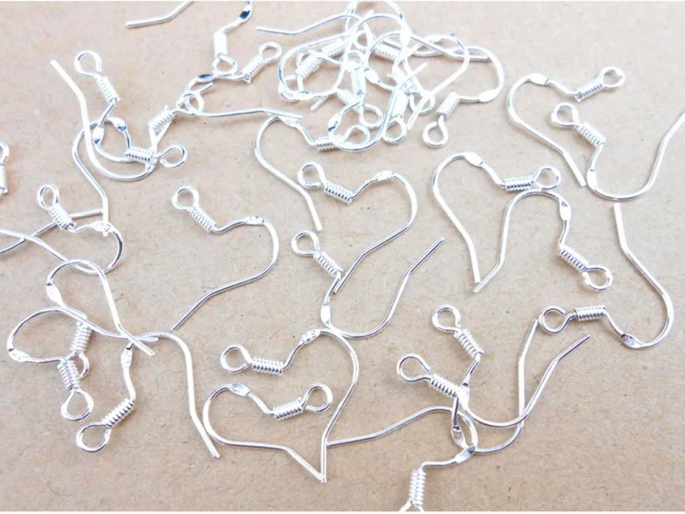 50PCS 15MM DIY Making Jewelry Findings 925 Sterling Silver colorFrench Hook Earrings Ear Wires