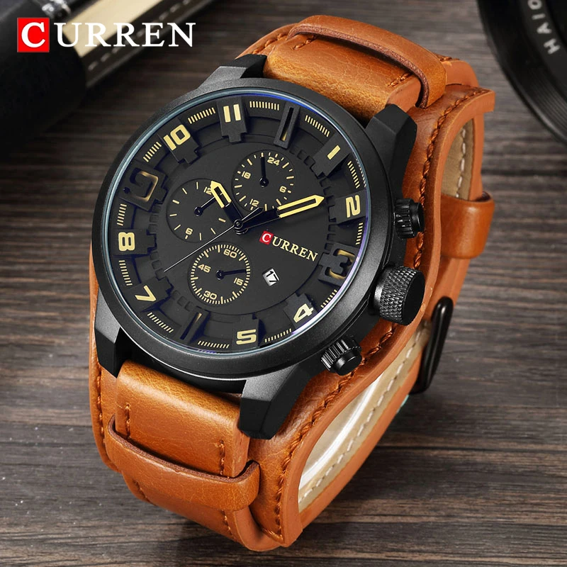 Luxury Brand CURREN 8225 Watches Mens Sport Military Clock Men's Quartz Watch Men Analog Leather Wrist Watch Relogio Masculino