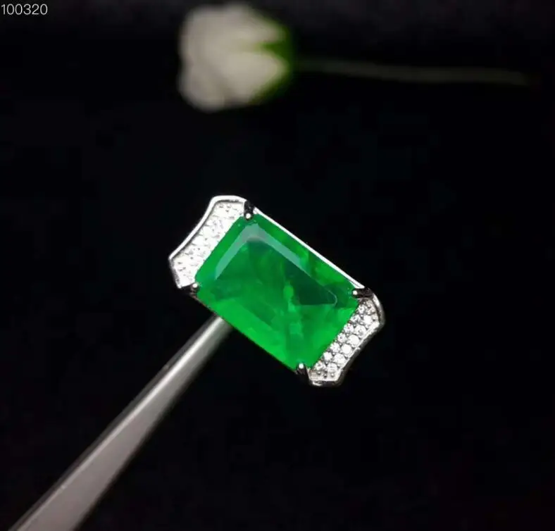 Free shipping Emerald Man Ring 925 sterling silver Wholesales Fine jewelry  10*14mm gem