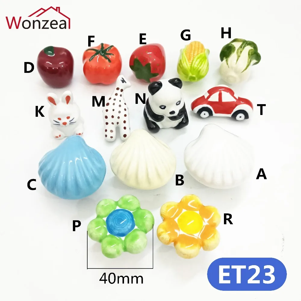 Cute Animal Ceramic Single Knob Drawer Handles Children Door Handle Cabinet Pulls Kid Dresser Knobs Cupboard Furniture Handle