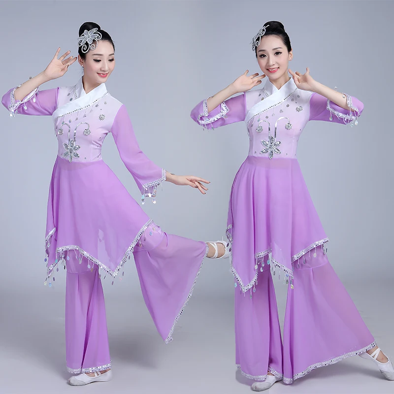 Chinese hanfu women classical dance costumes women's elegant fan dance costumes national dance performance  dance costume