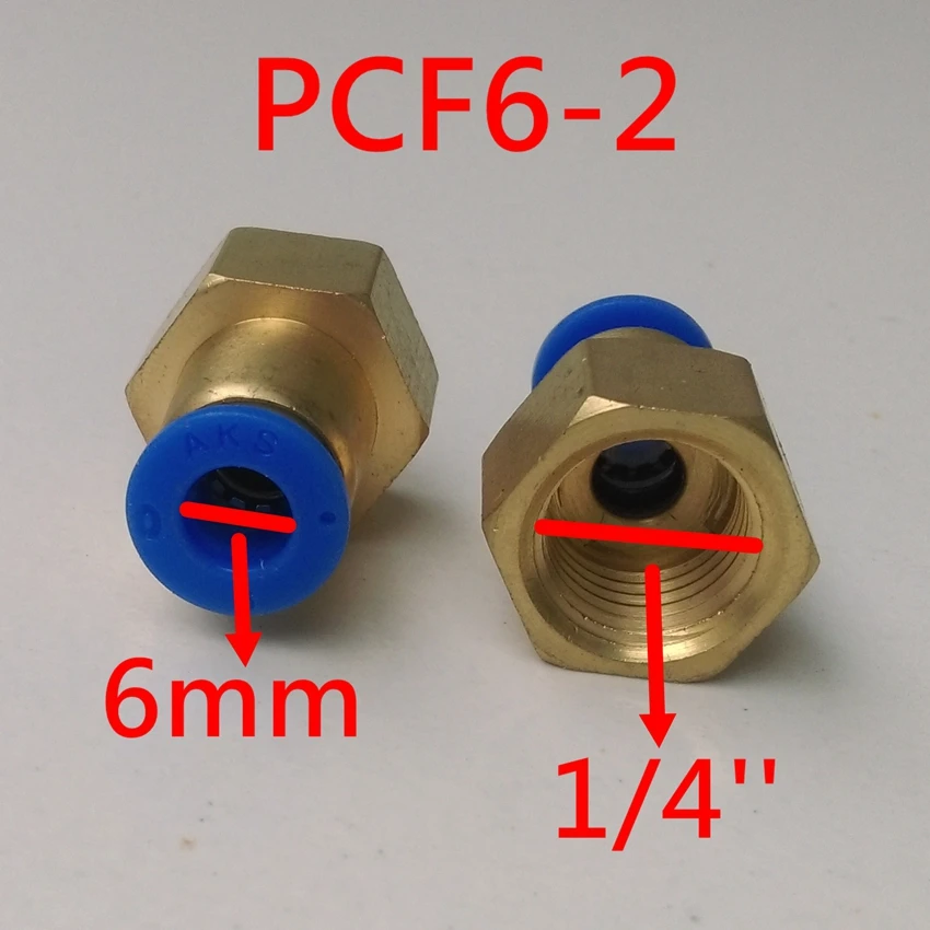 

10pcs/lot 6mm Tube 1/4'' Internal Thread Pneumatic Fitting Quick Joint Connector PCF6-2