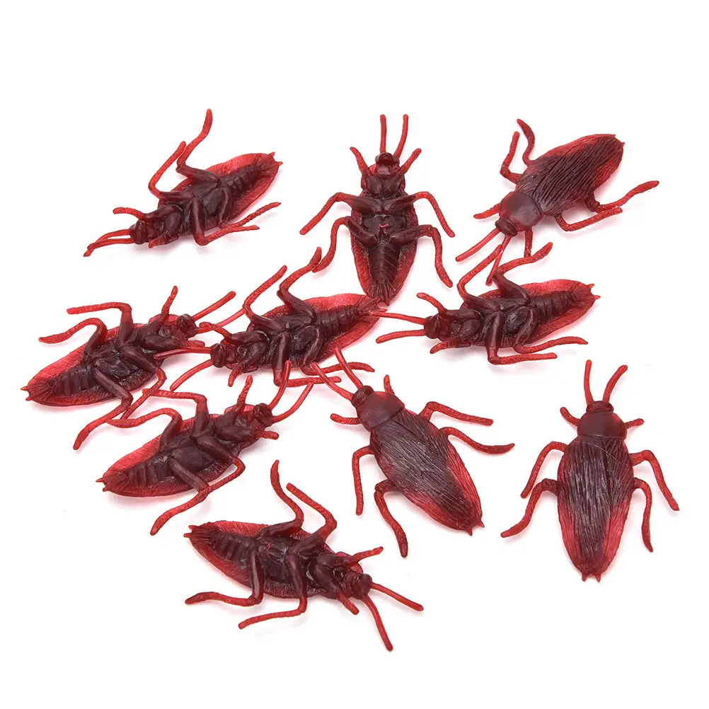 10pcs/lot Rubber Cockroach Boys Toys Lifelike Simulation Fake Insects Kids Children Prank Gag Toys Wholesale