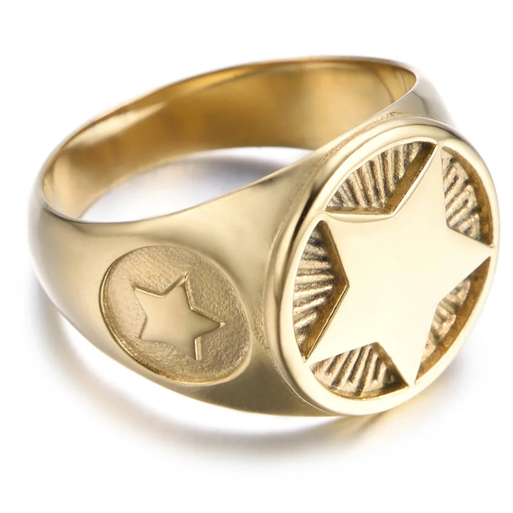 Star Titanium Steel Rings Jewelry Men Fashion Punk Rings