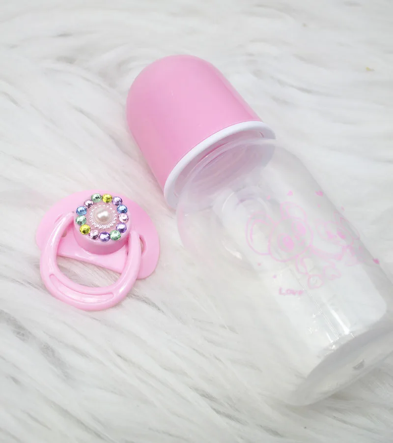 Pink White Magnetic Pacifier Shining Nipple For Reborn Baby Doll Pacifier and Bottle Set For Newborn Babies Doll Toy Accessories