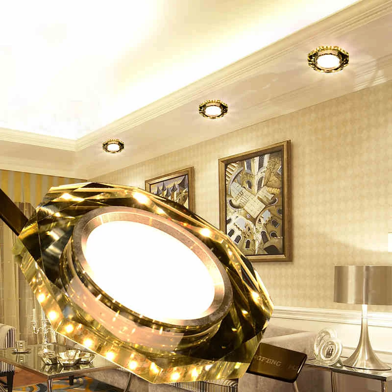 Crystal LED Ceiling Light 5W Modern LED Ceiling Lamp Aisle Corridor Lights Porch Lamp Hall Lighting Corner Lamp Free Shipping 5W