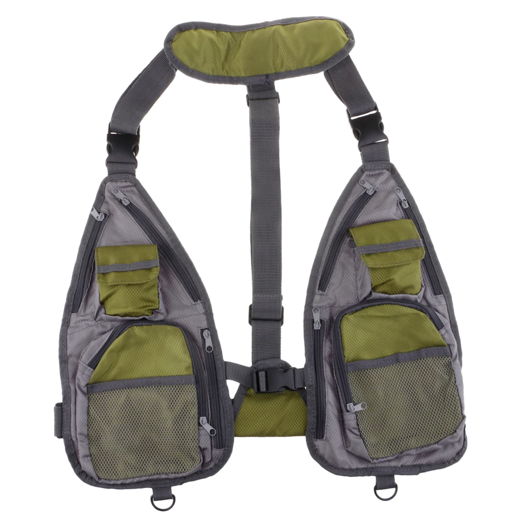 Muti-functional Fly Fishing Vest Adjustable Quick-Drying Mesh Vest Chest Bag