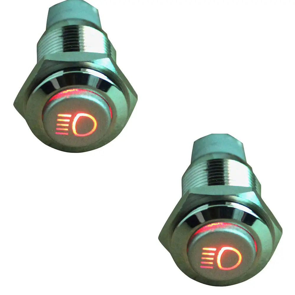 EE support  2 Pcs 16mm Driving Lights Push Button ON/OFF Switch Fogs Red Light Switch LED's Head