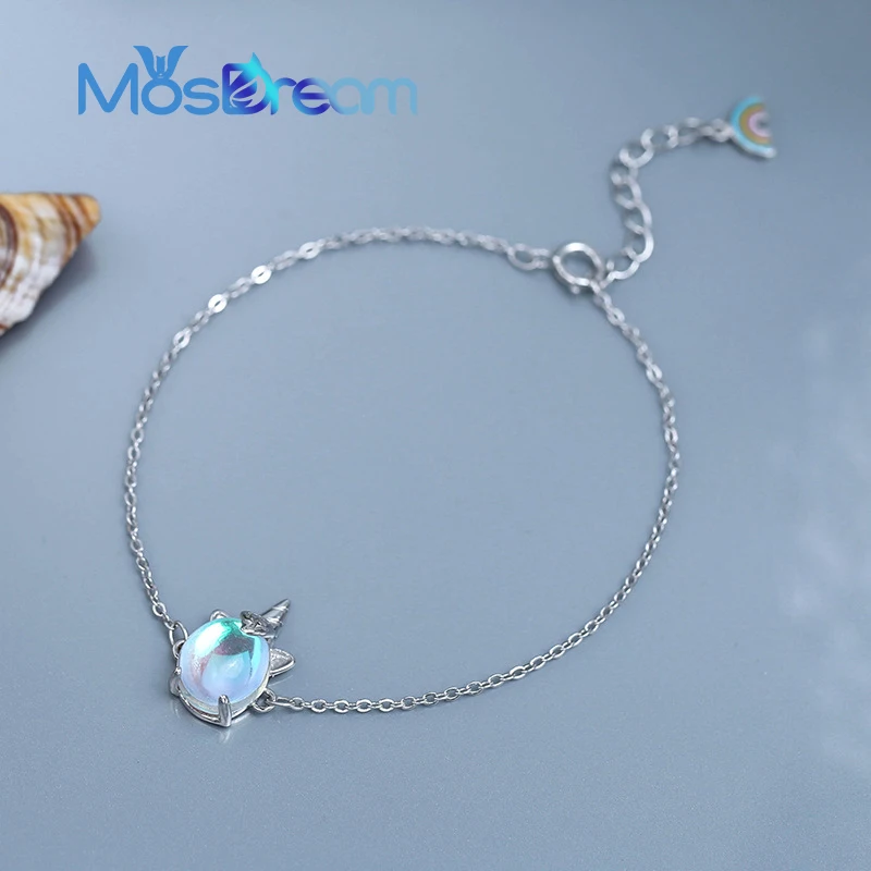 MosDream Rainbow Unicorn Ins Bracelet Female Crytral Stone Blue Gradient Sweet Bracelet jewelry for women