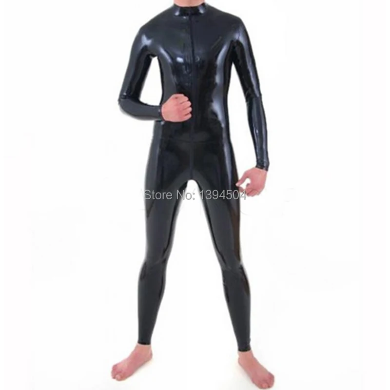 2018 new sexy exotic Sexy handmade customize Black Men male Latex Catsuit zentai cekc fetish Bodysuits with three way Zipper