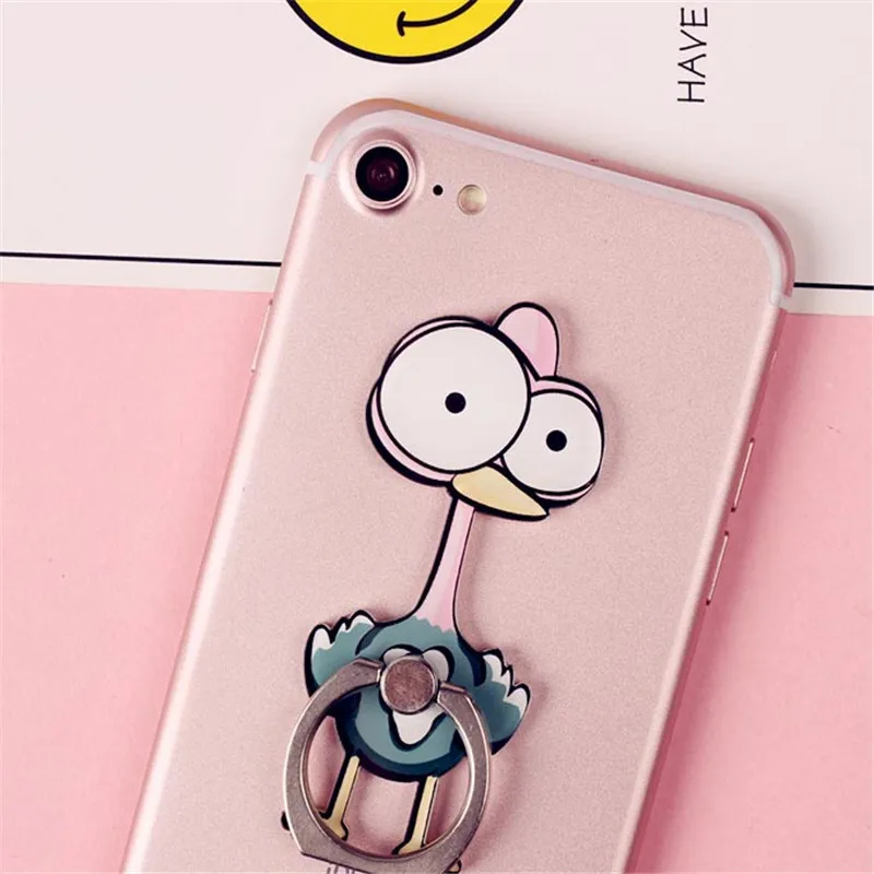 Cute Cartoon Ring Finger uchwyt na telefon komórkowy zwierząt 360 stopni telefon pierścień uniwersalny metalowy uchwyt stojak Smartphone dla iphone