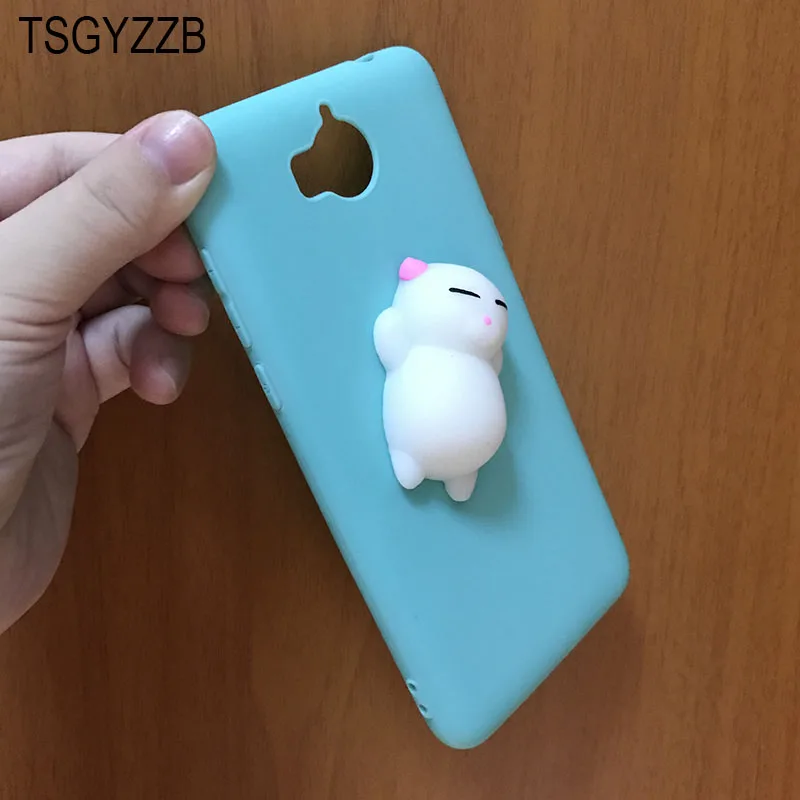 For Huawei Y5 2017 Case Y6 2017 Cover Cute Candy Color 3D Squishy Cat Silicon Cartoon Slim Soft Phone Cases For Huawei Y5 III 3